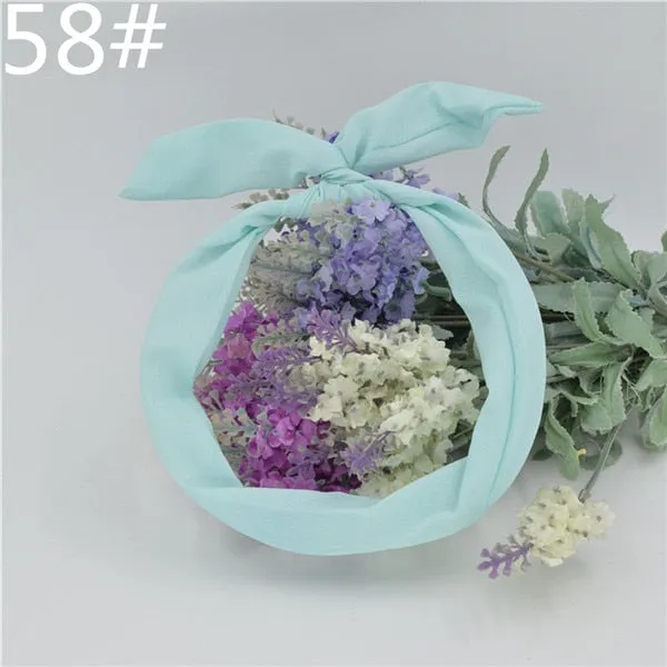 New chiffon floral colorful cute bunny ear rabbit ear metal wire DIY bow headband sequin hairbands large bow clips 76 color