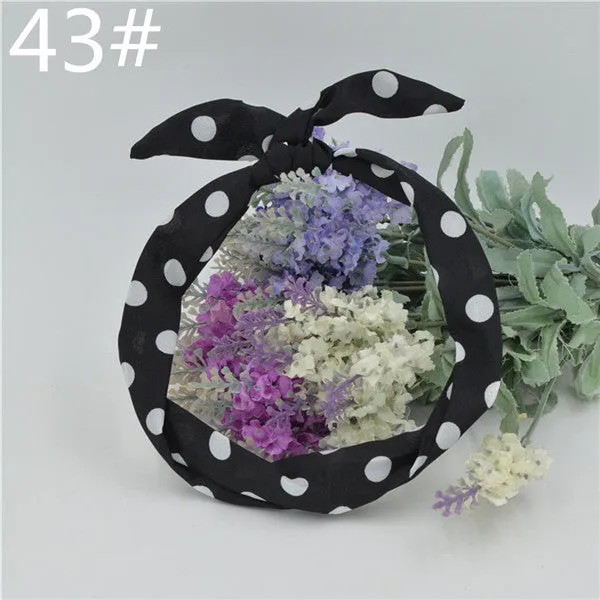 New chiffon floral colorful cute bunny ear rabbit ear metal wire DIY bow headband sequin hairbands large bow clips 76 color