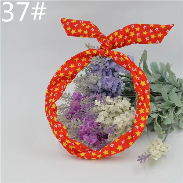 New chiffon floral colorful cute bunny ear rabbit ear metal wire DIY bow headband sequin hairbands large bow clips 76 color