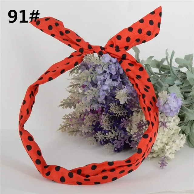New chiffon floral colorful cute bunny ear rabbit ear metal wire DIY bow headband sequin hairbands large bow clips 76 color