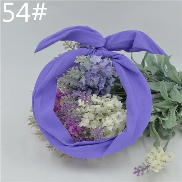 New chiffon floral colorful cute bunny ear rabbit ear metal wire DIY bow headband sequin hairbands large bow clips 76 color