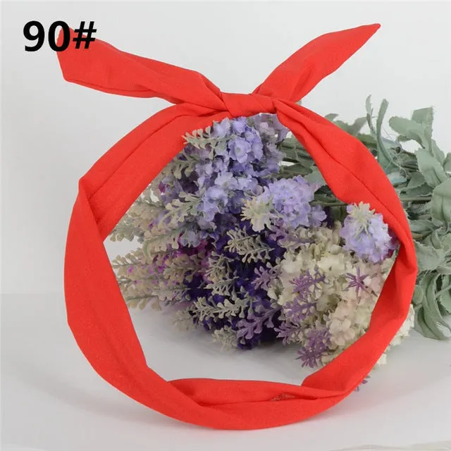 New chiffon floral colorful cute bunny ear rabbit ear metal wire DIY bow headband sequin hairbands large bow clips 76 color