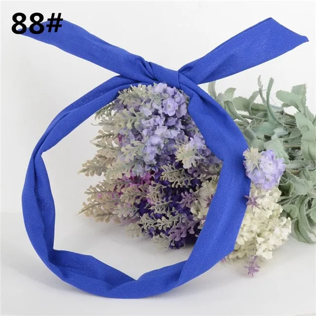 New chiffon floral colorful cute bunny ear rabbit ear metal wire DIY bow headband sequin hairbands large bow clips 76 color