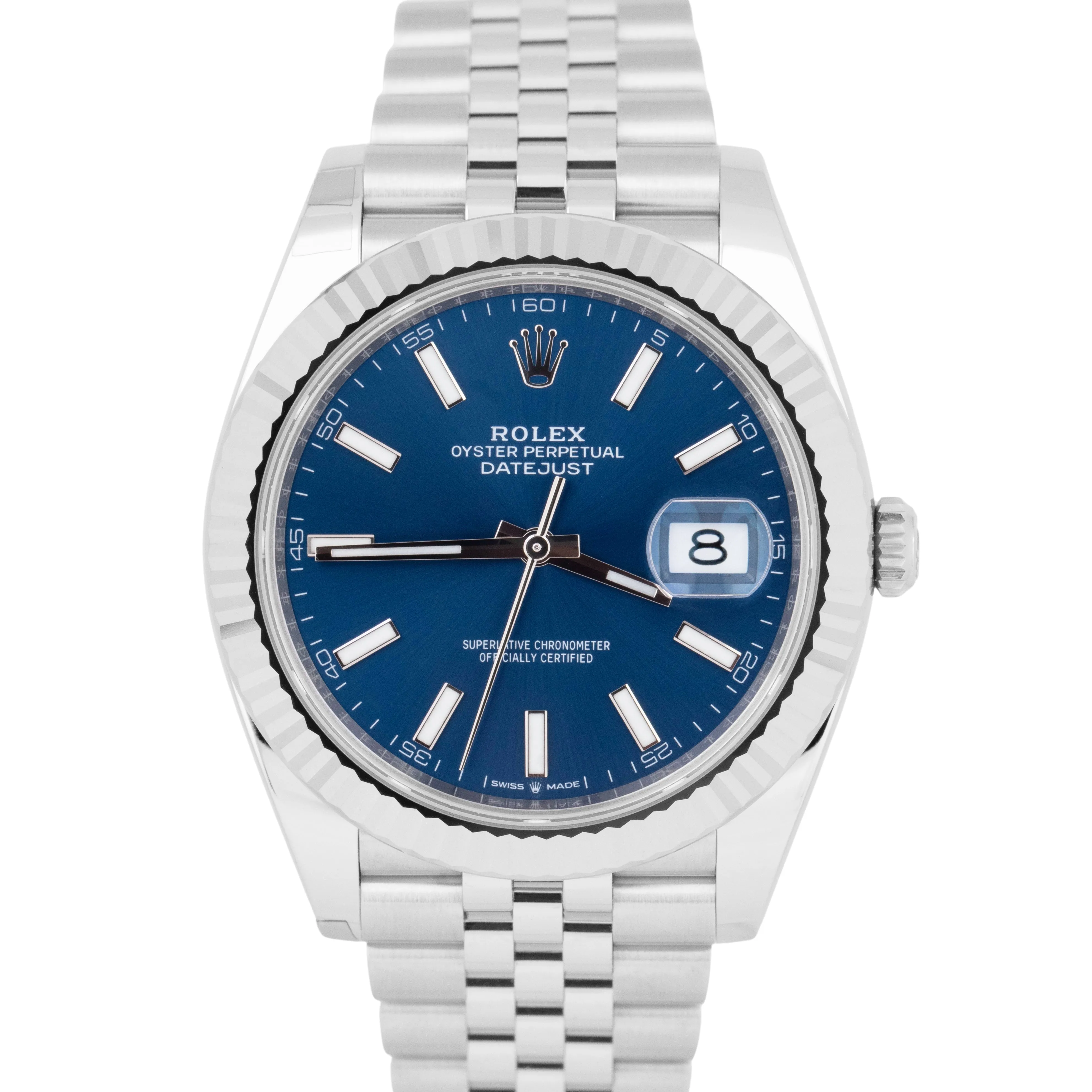 NEW MARCH 2023 Rolex DateJust 41 Blue Stainless Steel JUBILEE Watch 126334 B P