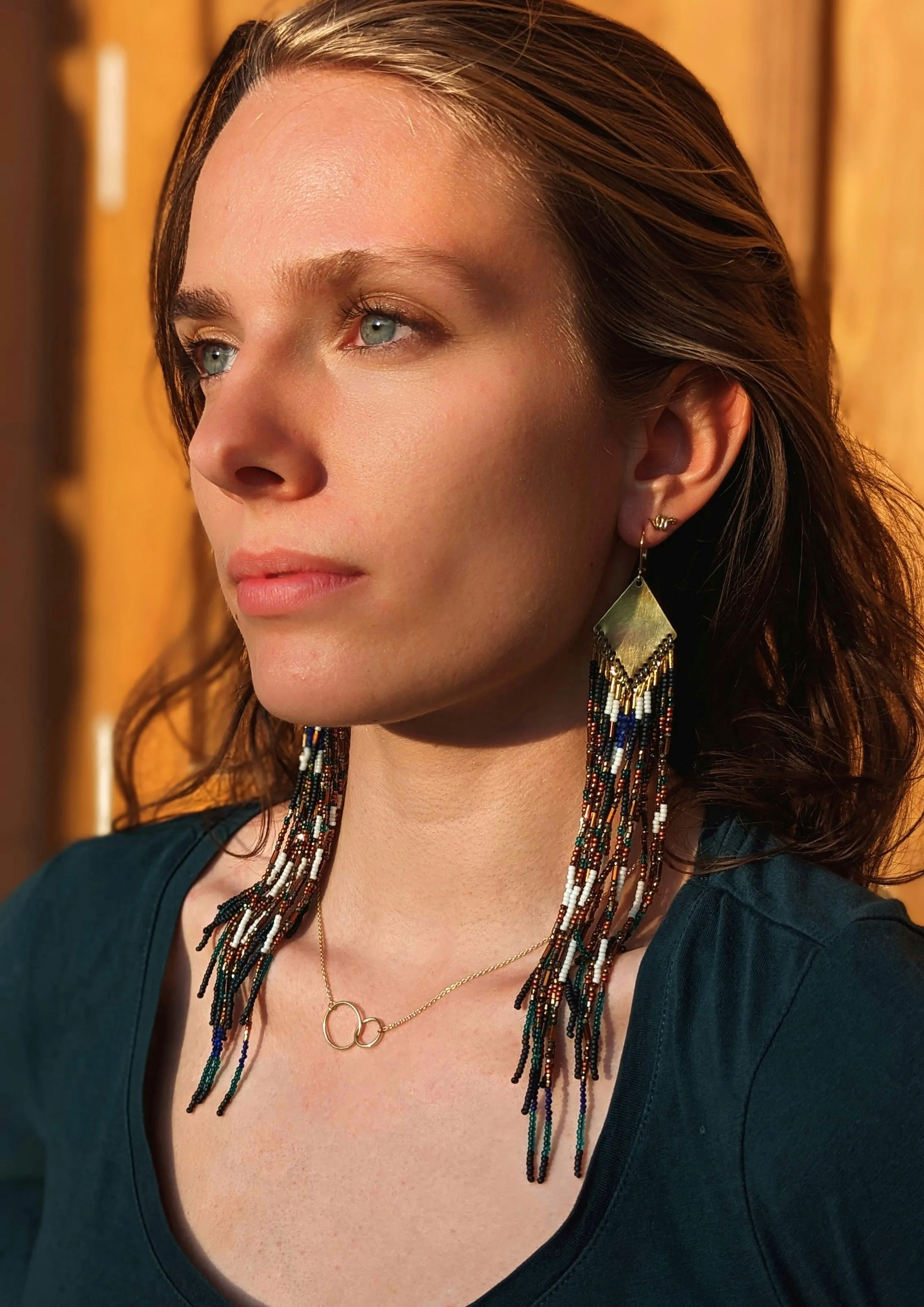 Nina Forest on Fire Seed Bead Earrings