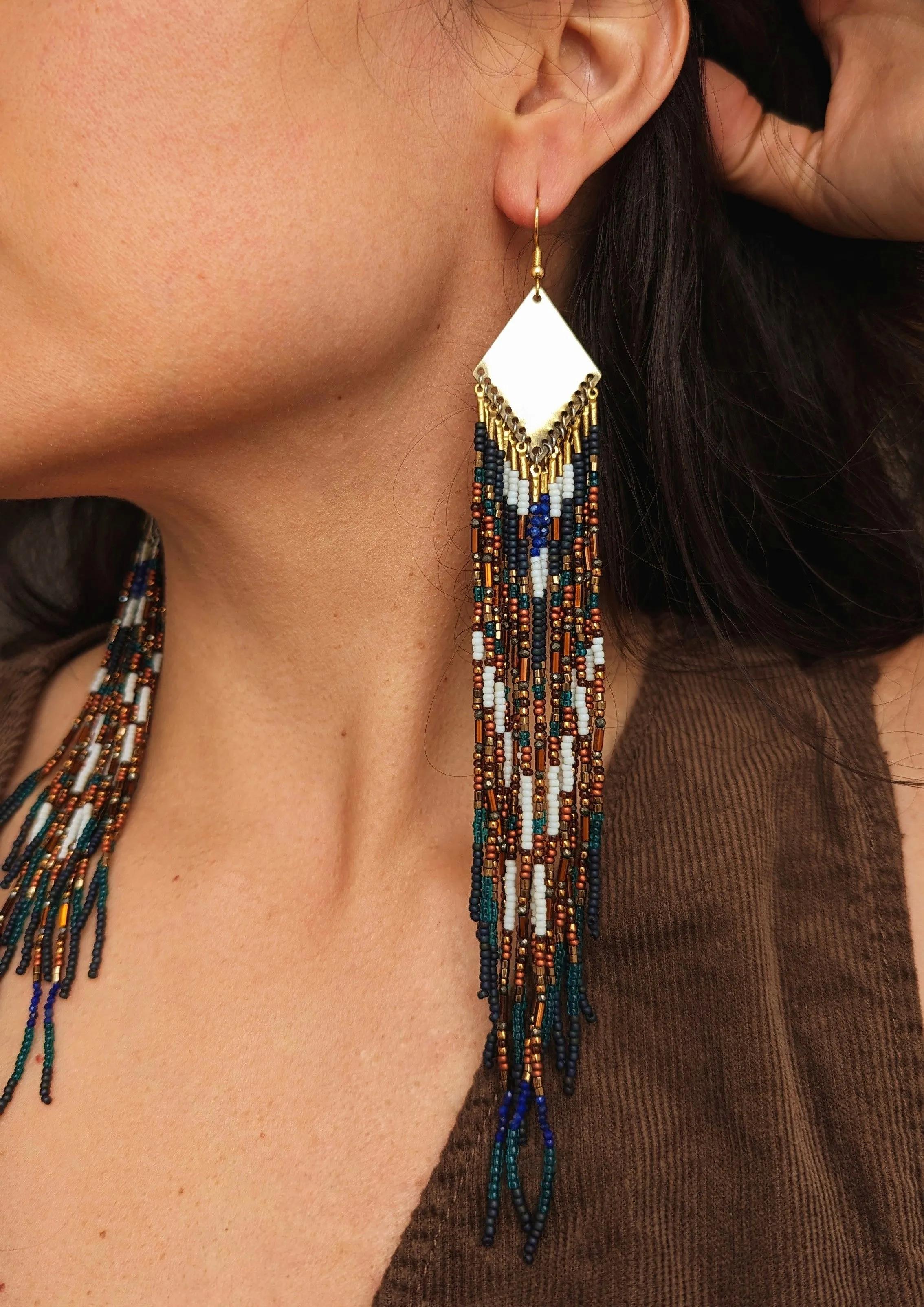 Nina Forest on Fire Seed Bead Earrings