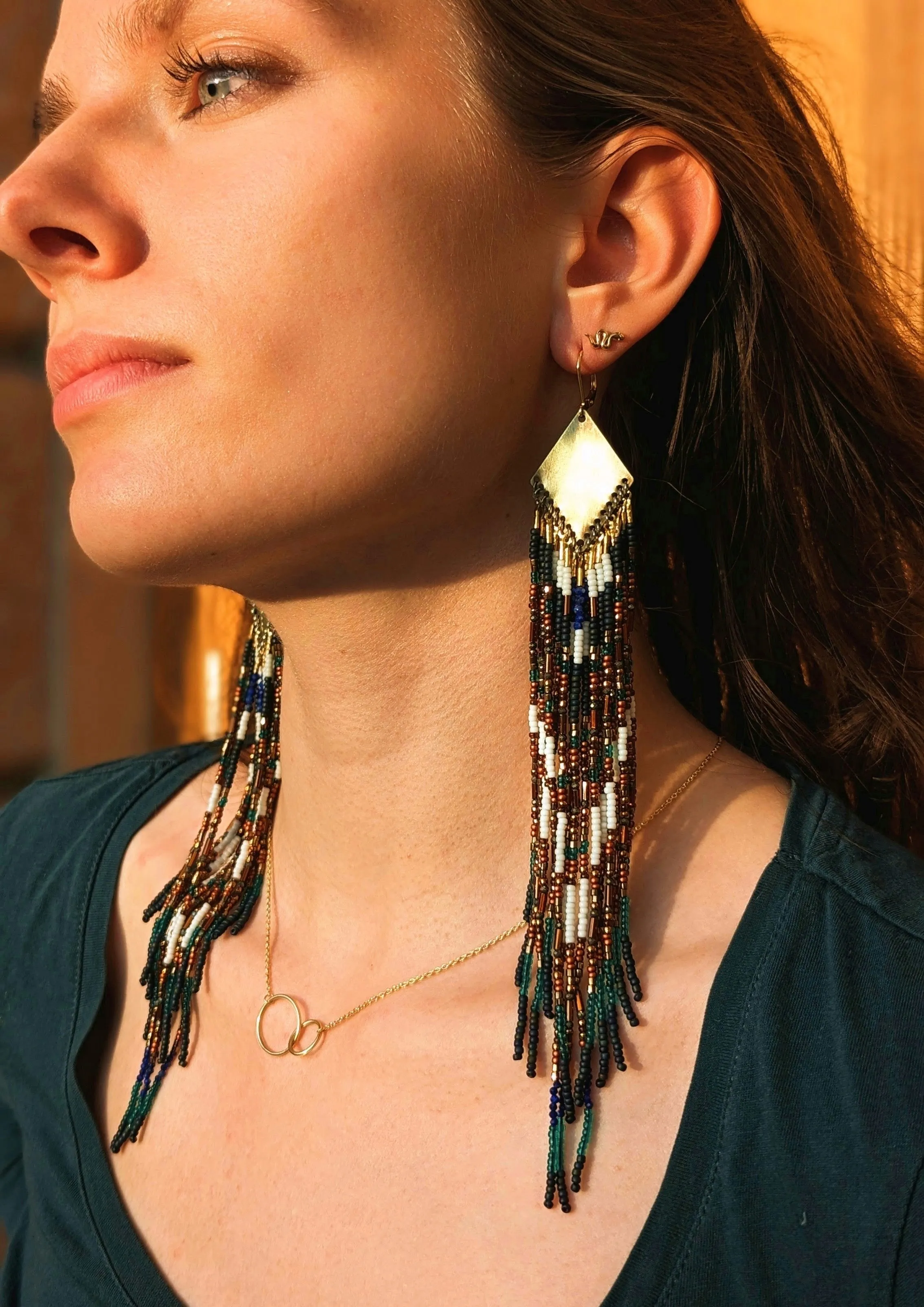 Nina Forest on Fire Seed Bead Earrings