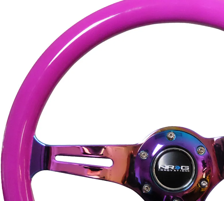 NRG ST-015MC-NPP 350mm Neon Purple 3 Neochrome Spokes Classic Wood Grain Wheel