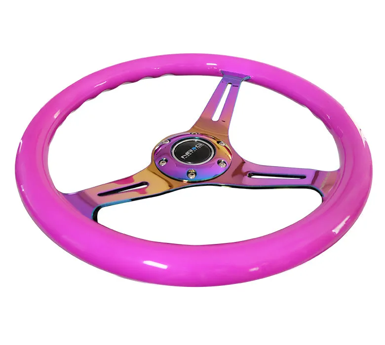 NRG ST-015MC-NPP 350mm Neon Purple 3 Neochrome Spokes Classic Wood Grain Wheel