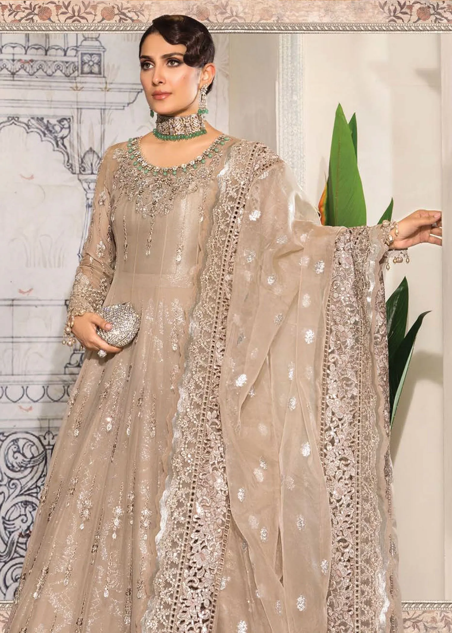 Nude Pink (BD-2406) | Maria B Mbroidered Heritage Edition 2022 | Unstitched Embroidered Chiffon Suits