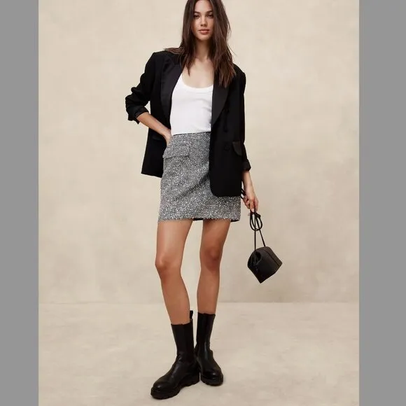 NWT Banana Republic Metallic Tweed Mini Skirt