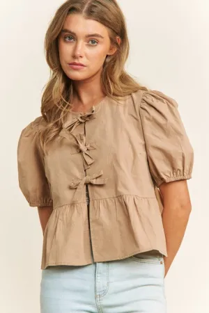OPEN FRONT BABYDOLL BLOUSE