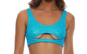 Open Front Bralette-Seamless Wavy Ruched Back Bikini