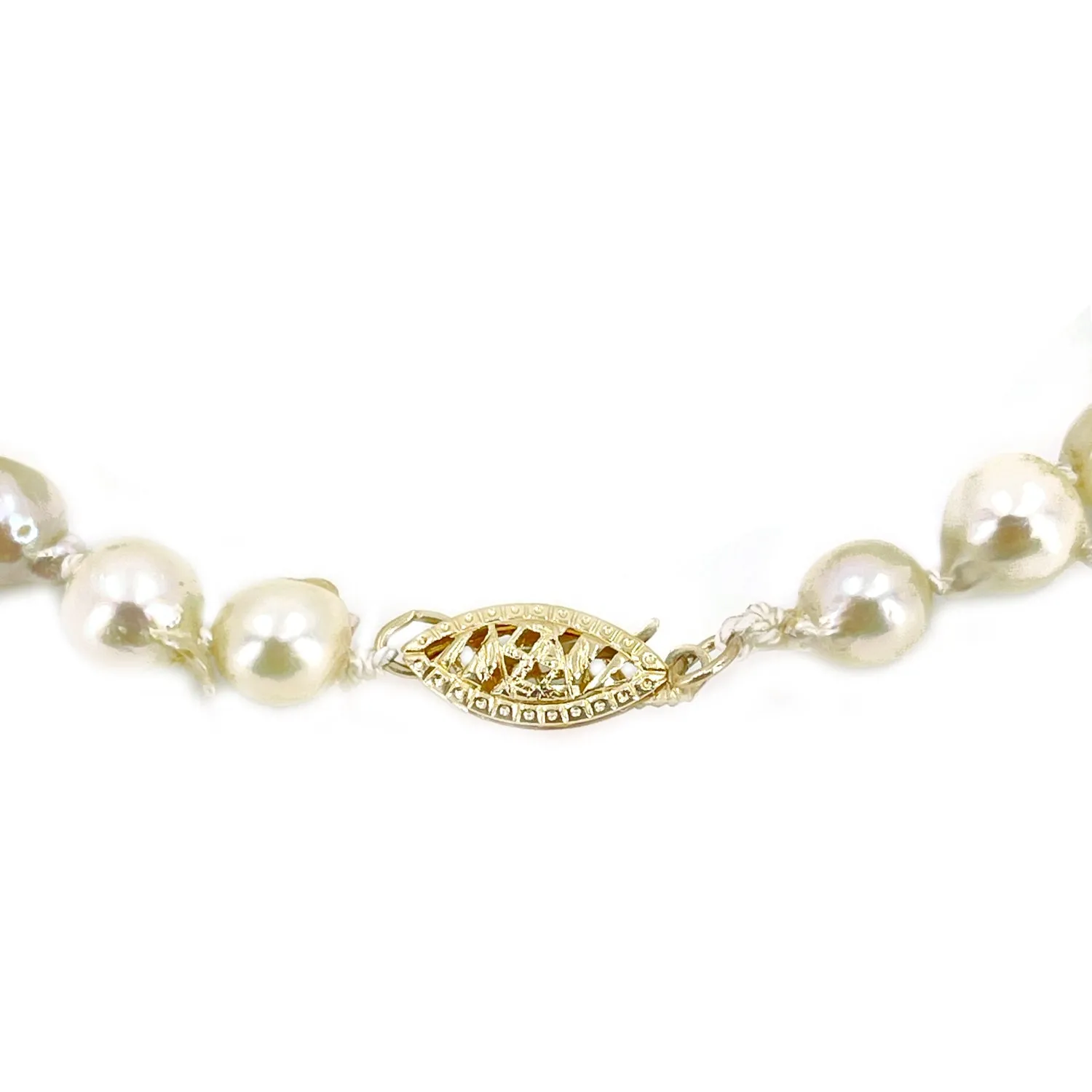 Opera Length Dark Green Jade Japanese Saltwater Cultured Akoya Pearl Strand- 14K Yellow Gold 30.50 Inch