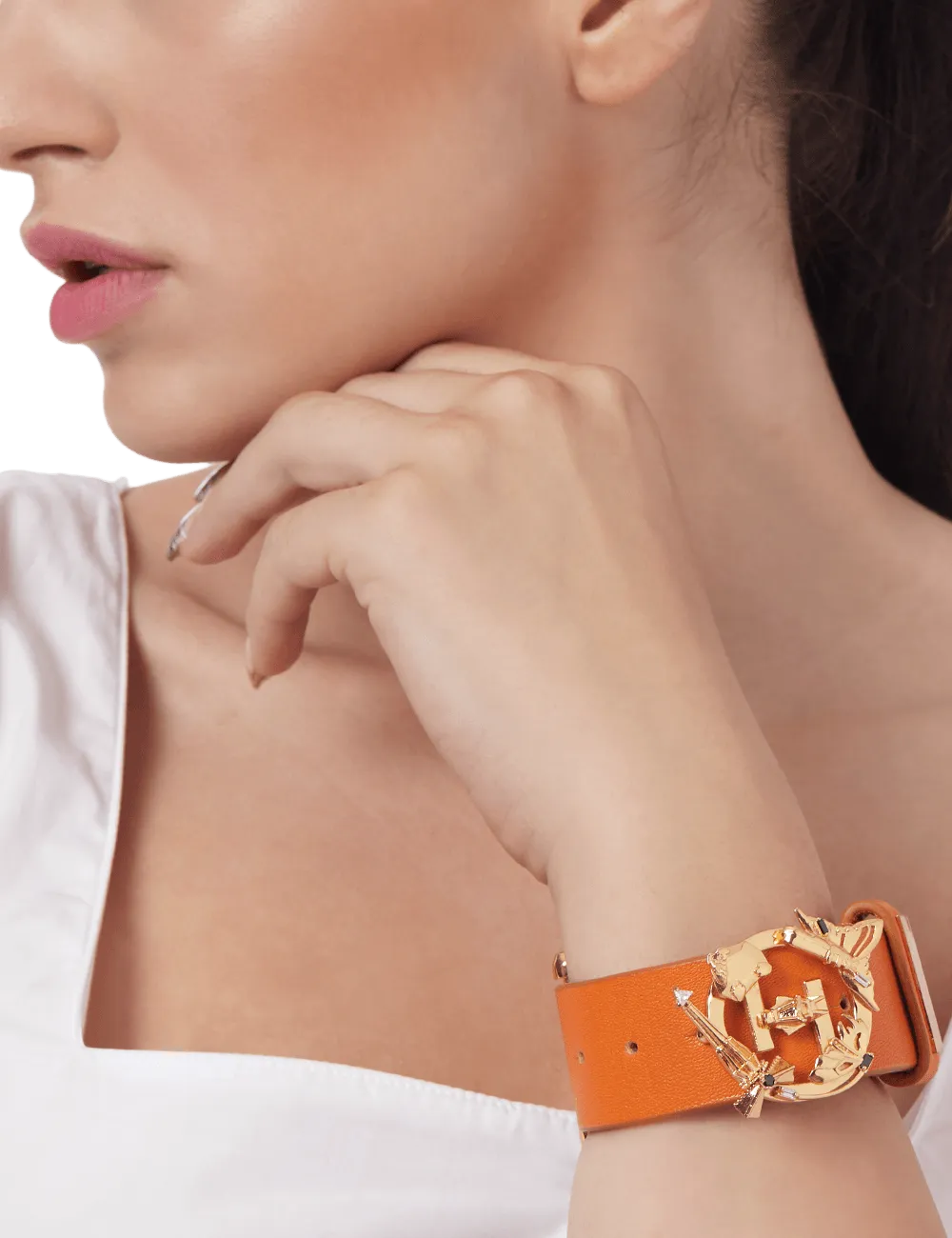 Outhouse   -   OH Series O.H. V Tangerine Leather Bracelet