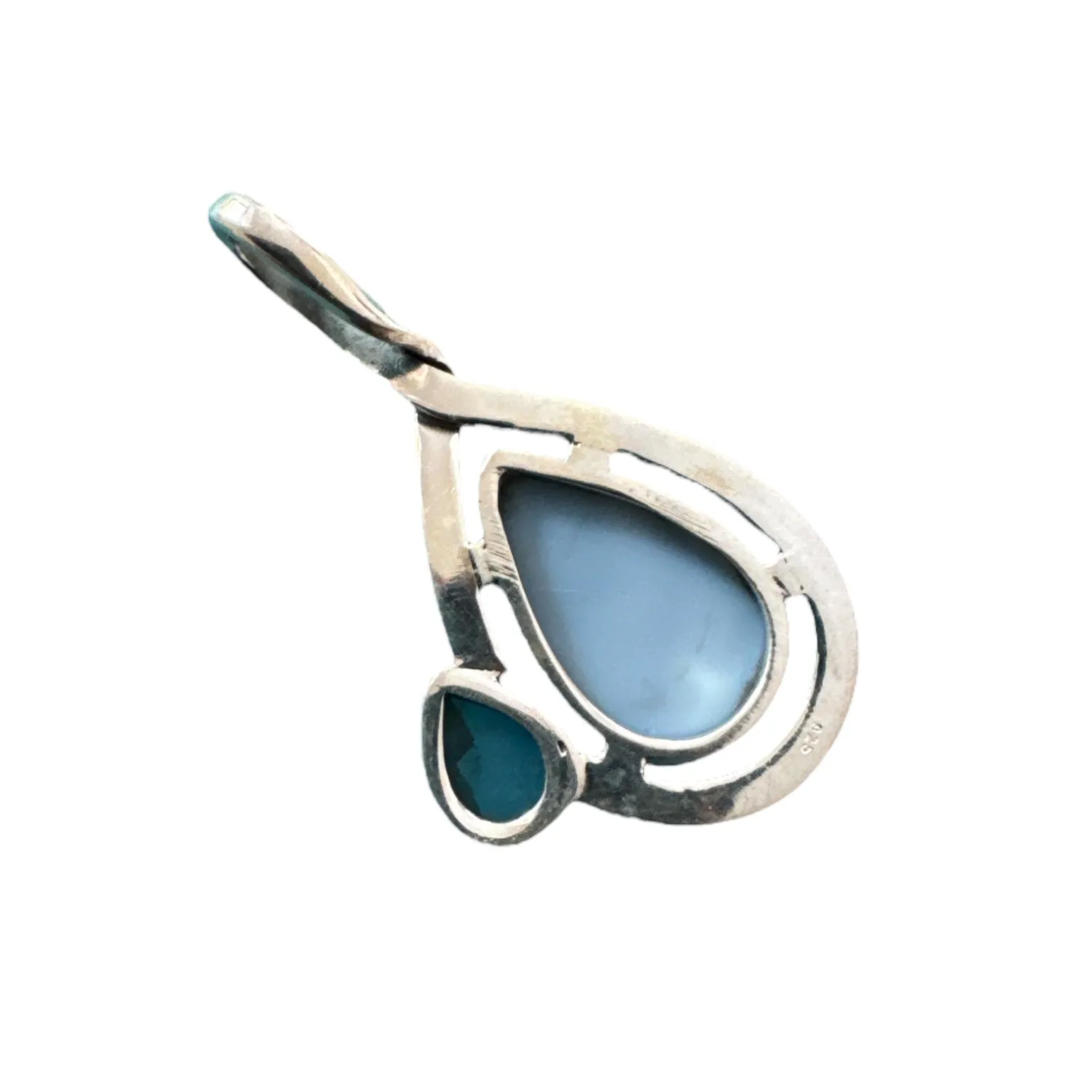 Owyhee Opal & Neon Apatite Solid 925 Sterling Silver Pendant