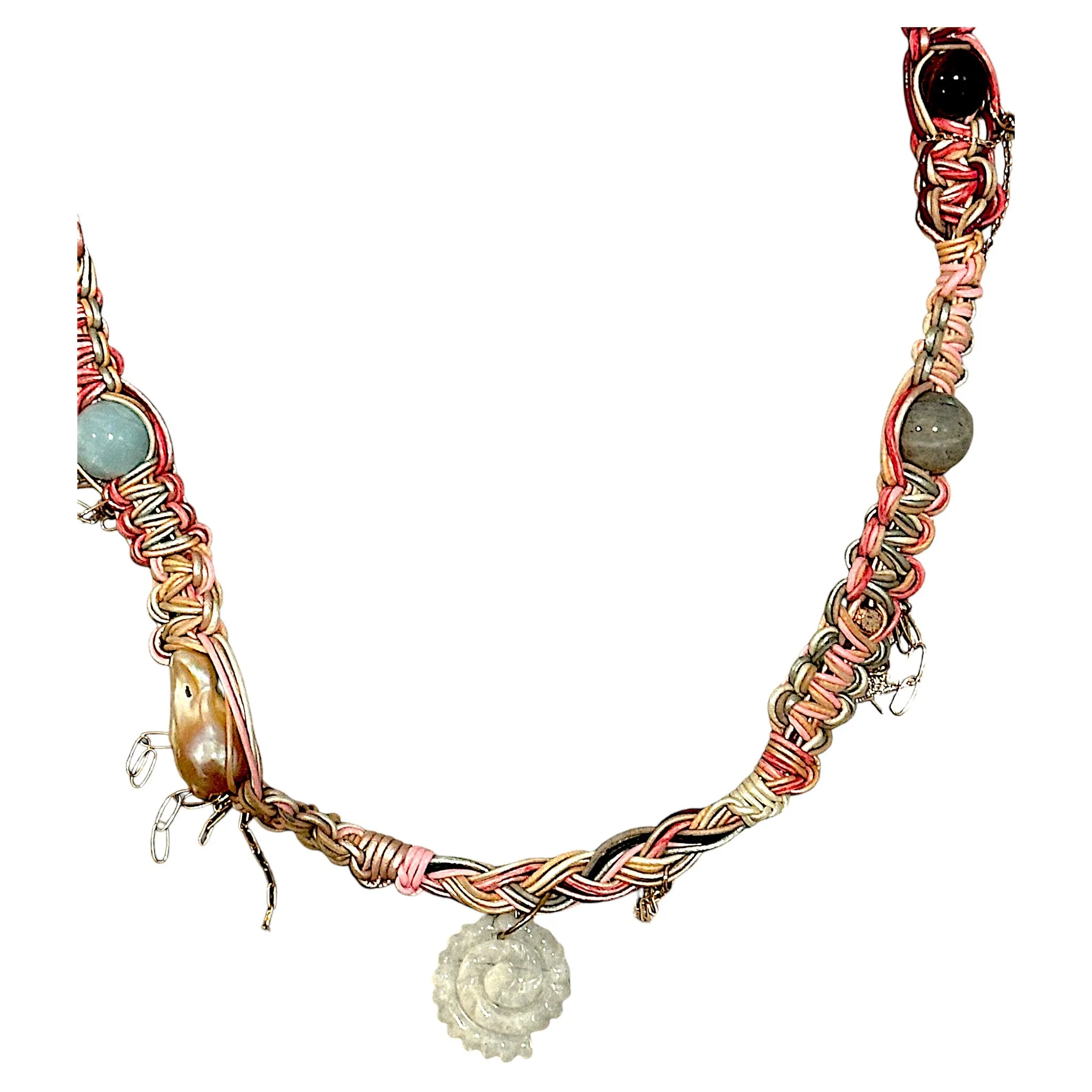 PASTEL BARBIE SEASHELL ROCKER LEATHER CHOKER