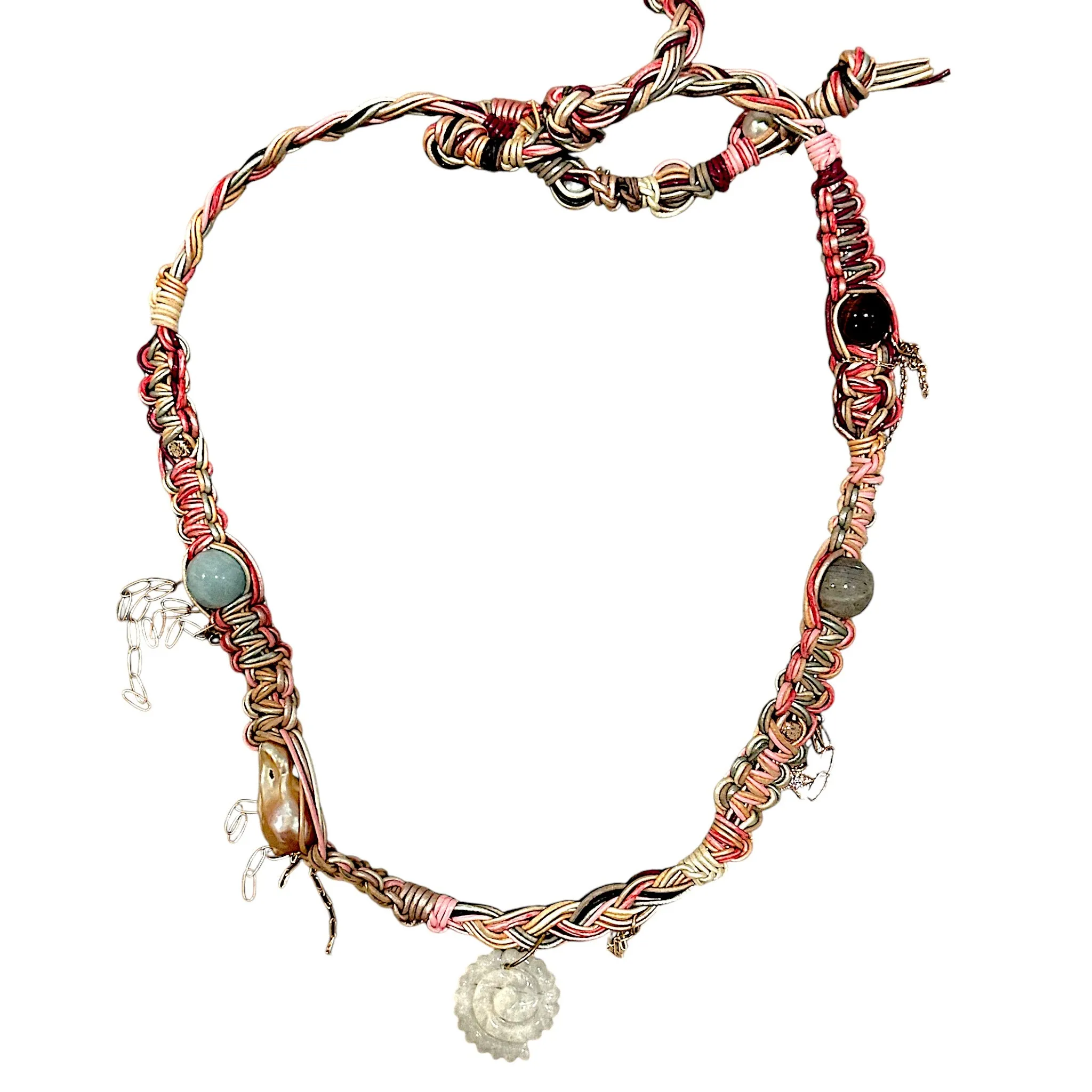 PASTEL BARBIE SEASHELL ROCKER LEATHER CHOKER