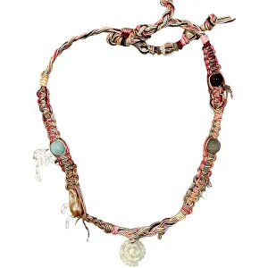 PASTEL BARBIE SEASHELL ROCKER LEATHER CHOKER