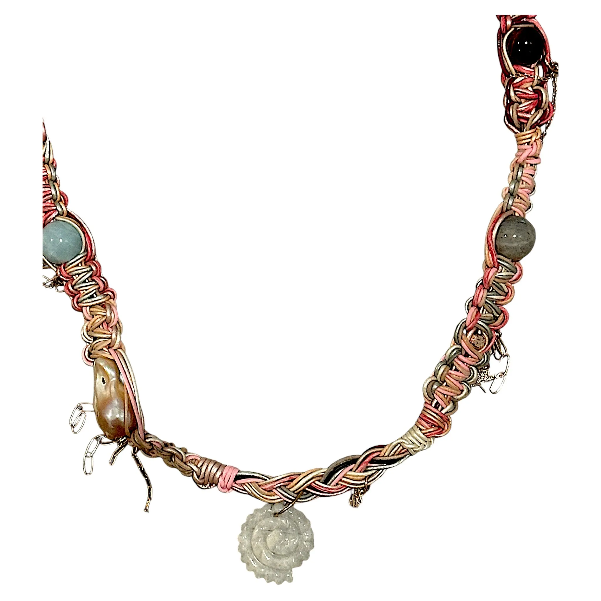 PASTEL BARBIE SEASHELL ROCKER LEATHER CHOKER
