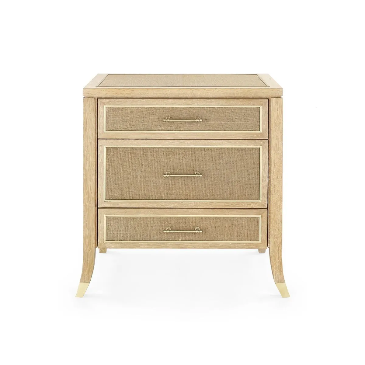 Paulina 3-Drawer Side Table / Natural and Camel