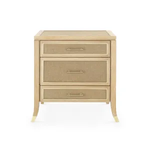 Paulina 3-Drawer Side Table / Natural and Camel
