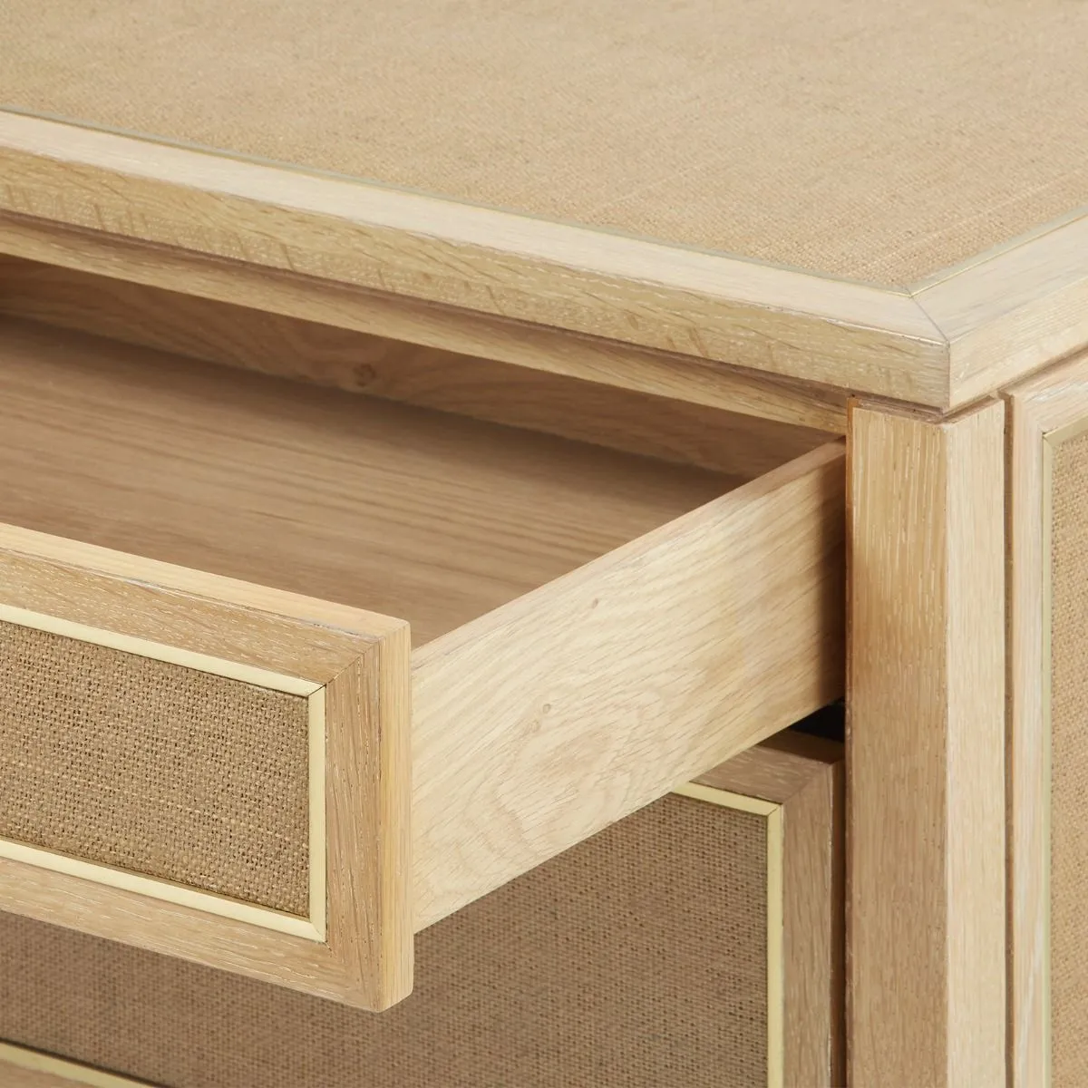 Paulina 3-Drawer Side Table / Natural and Camel
