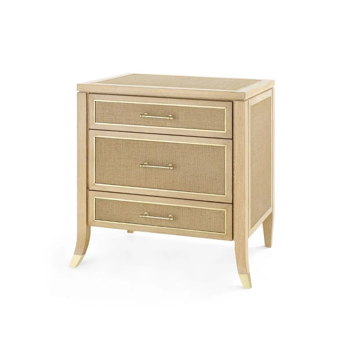 Paulina 3-Drawer Side Table / Natural and Camel
