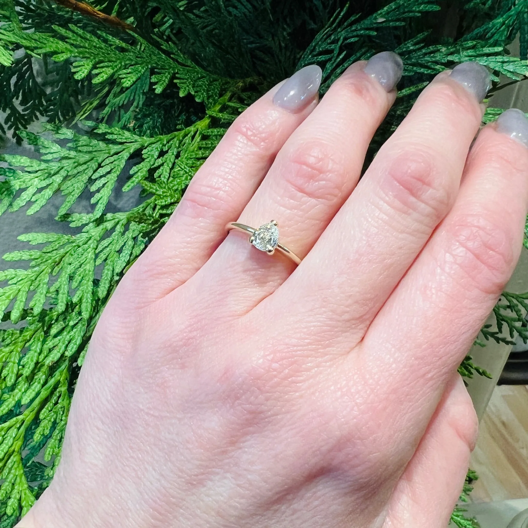 Pear-Shaped Old Mine Cut Diamond Solitaire by 720