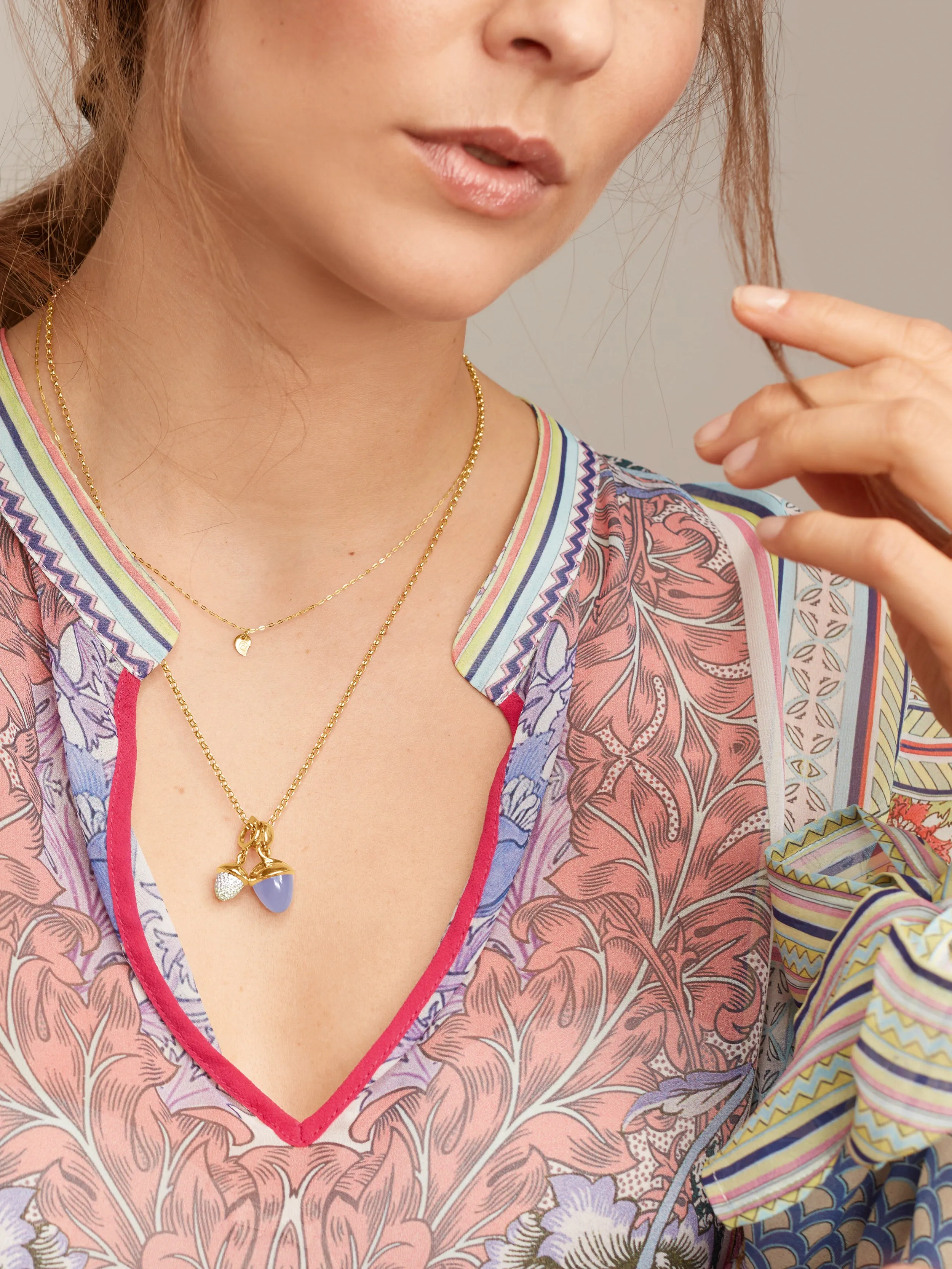 Pendant MIKADO Bouquet Chalcedony blue blue Chalcedony