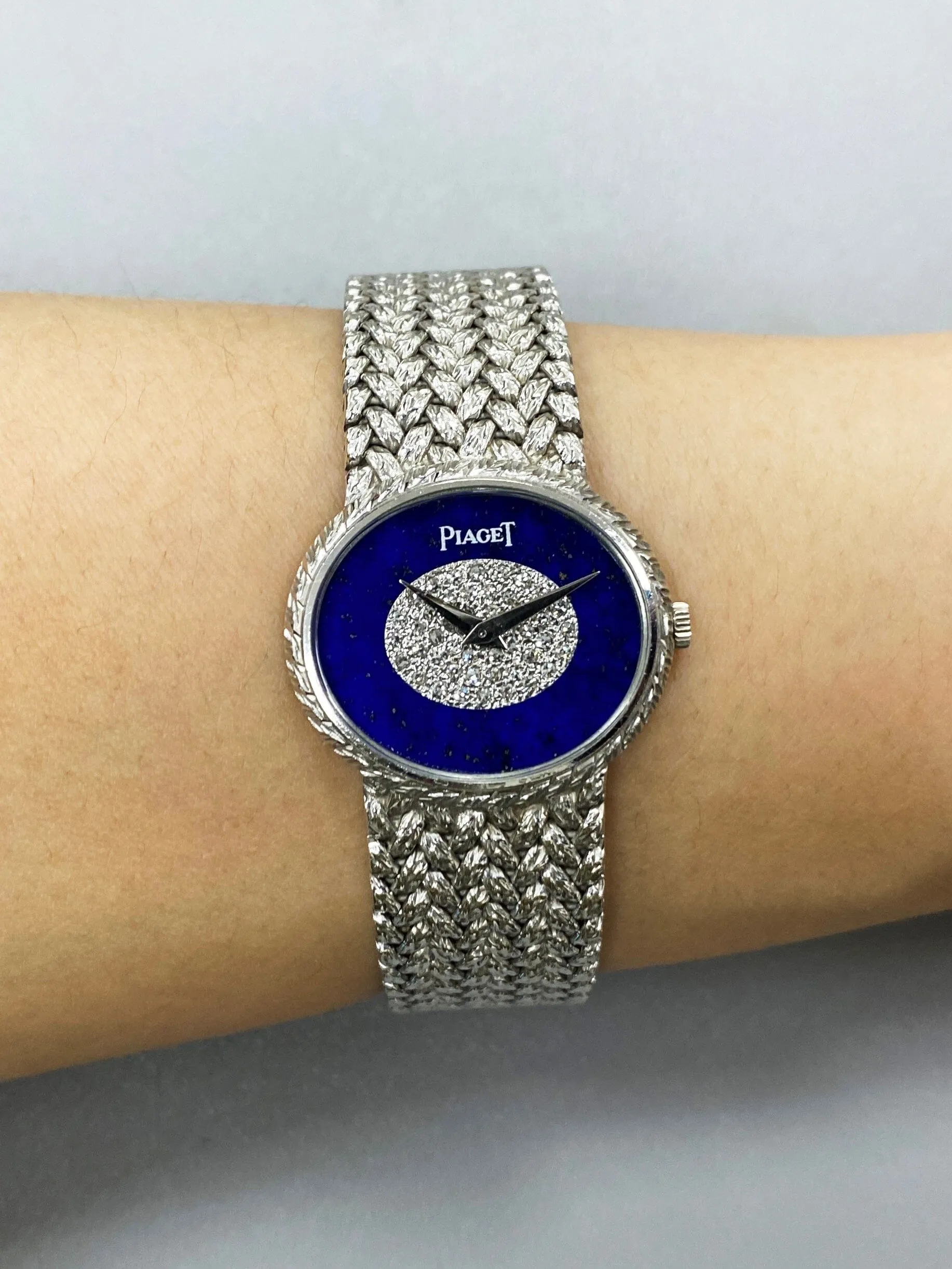 Piaget 9802D2 Lapis Lazuli Pave Dial 18K White Gold Ladies Watch