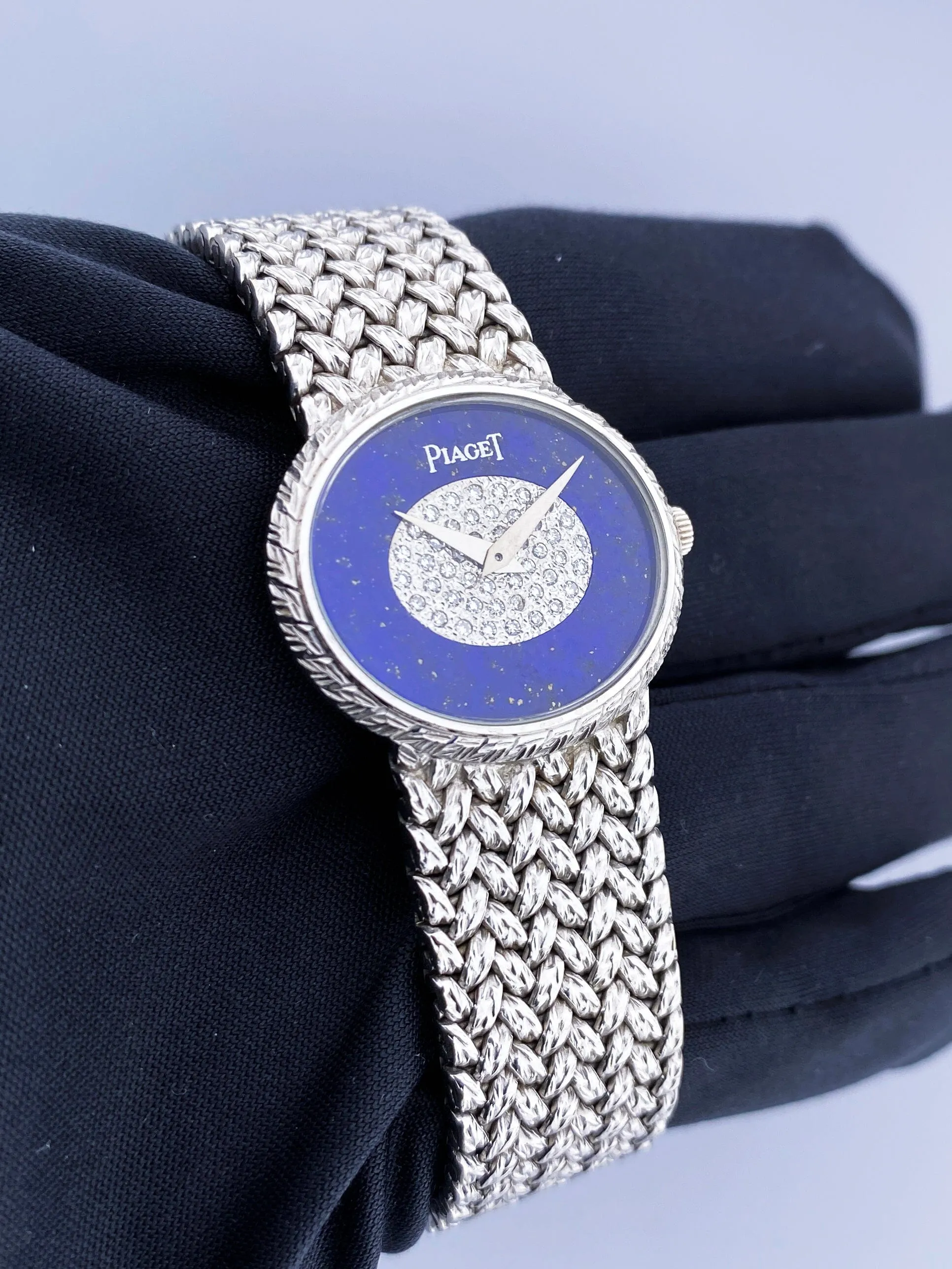 Piaget 9802D2 Lapis Lazuli Pave Dial 18K White Gold Ladies Watch