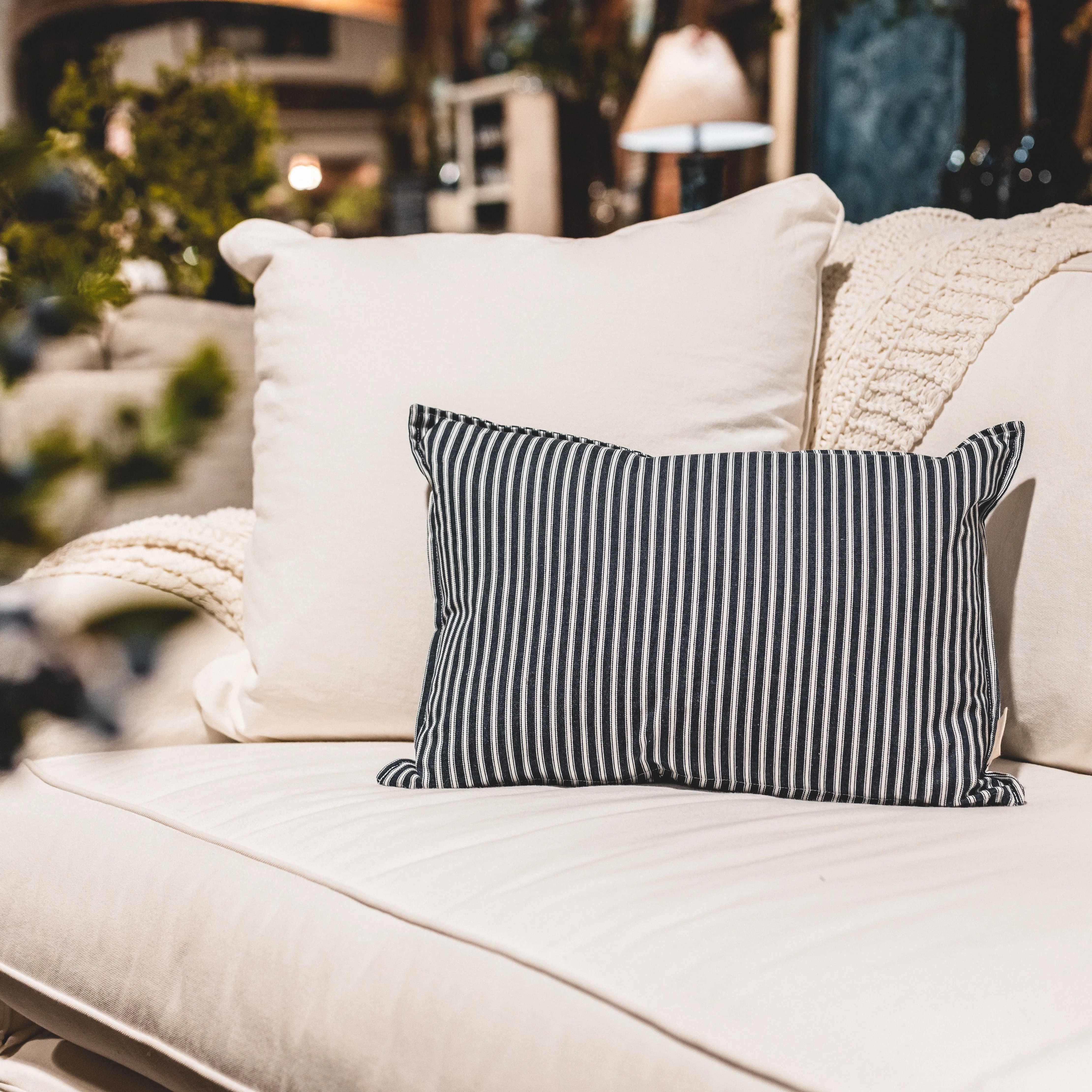 Pillow - Vintage Ticking Navy & White Pillow