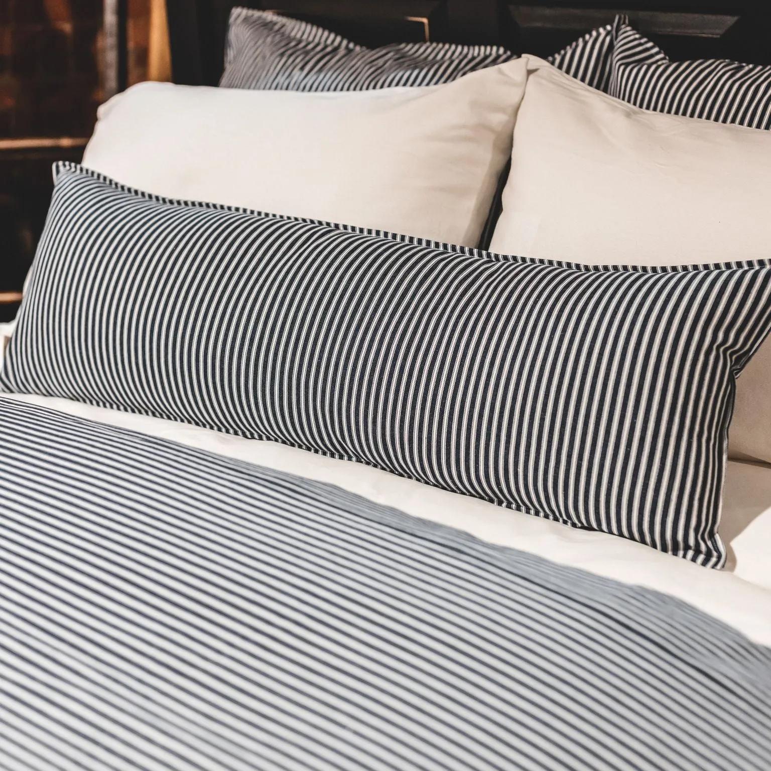 Pillow - Vintage Ticking Navy & White Pillow