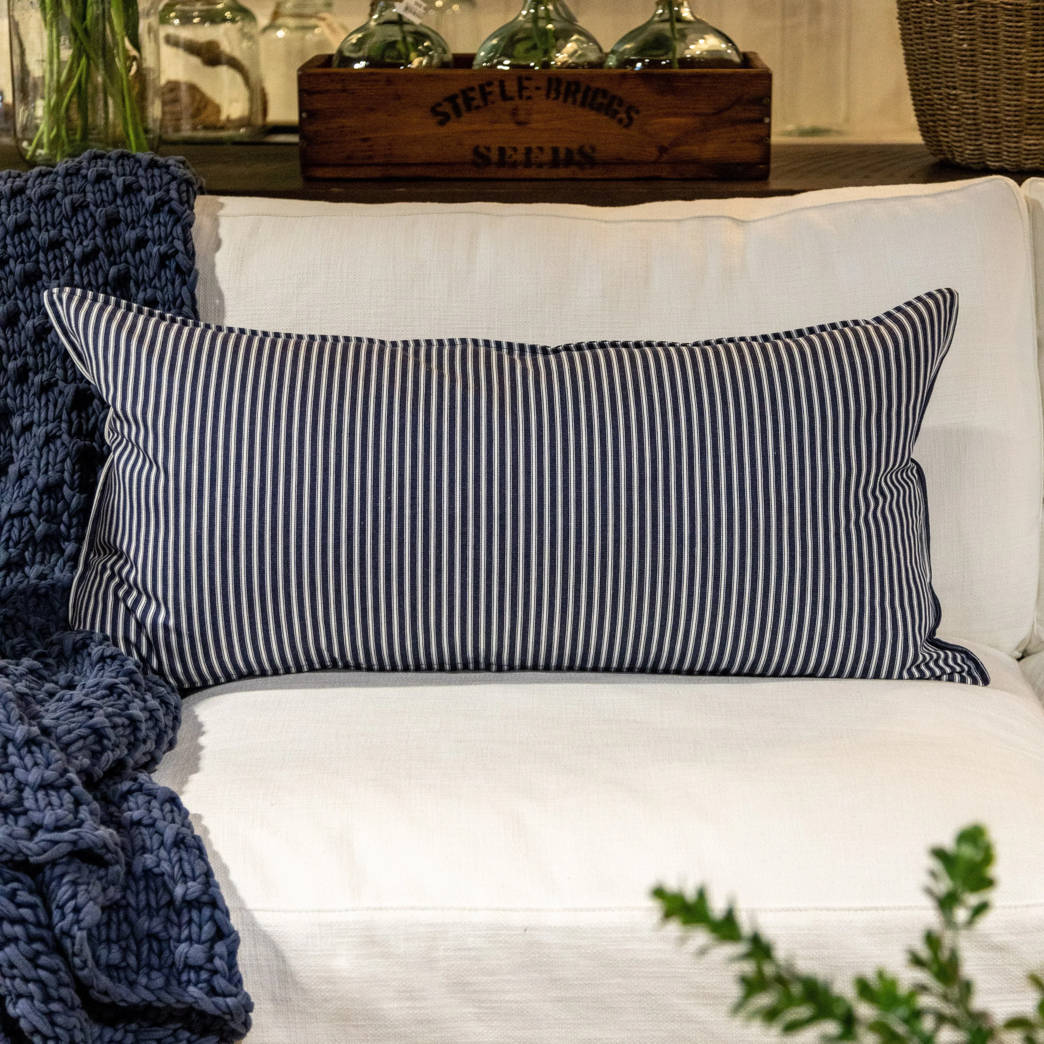 Pillow - Vintage Ticking Navy & White Pillow