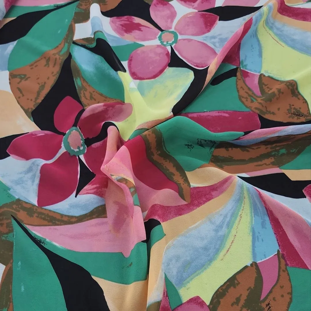 Printed Hi Multi Floral Chiffon Fabric 150cm