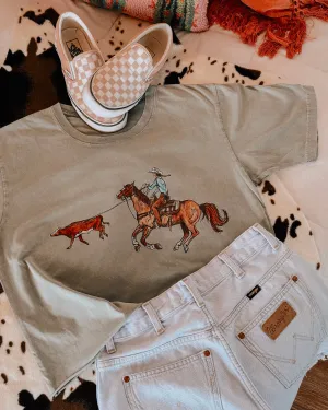 Ranchin' Cowgirl Cropped Tee