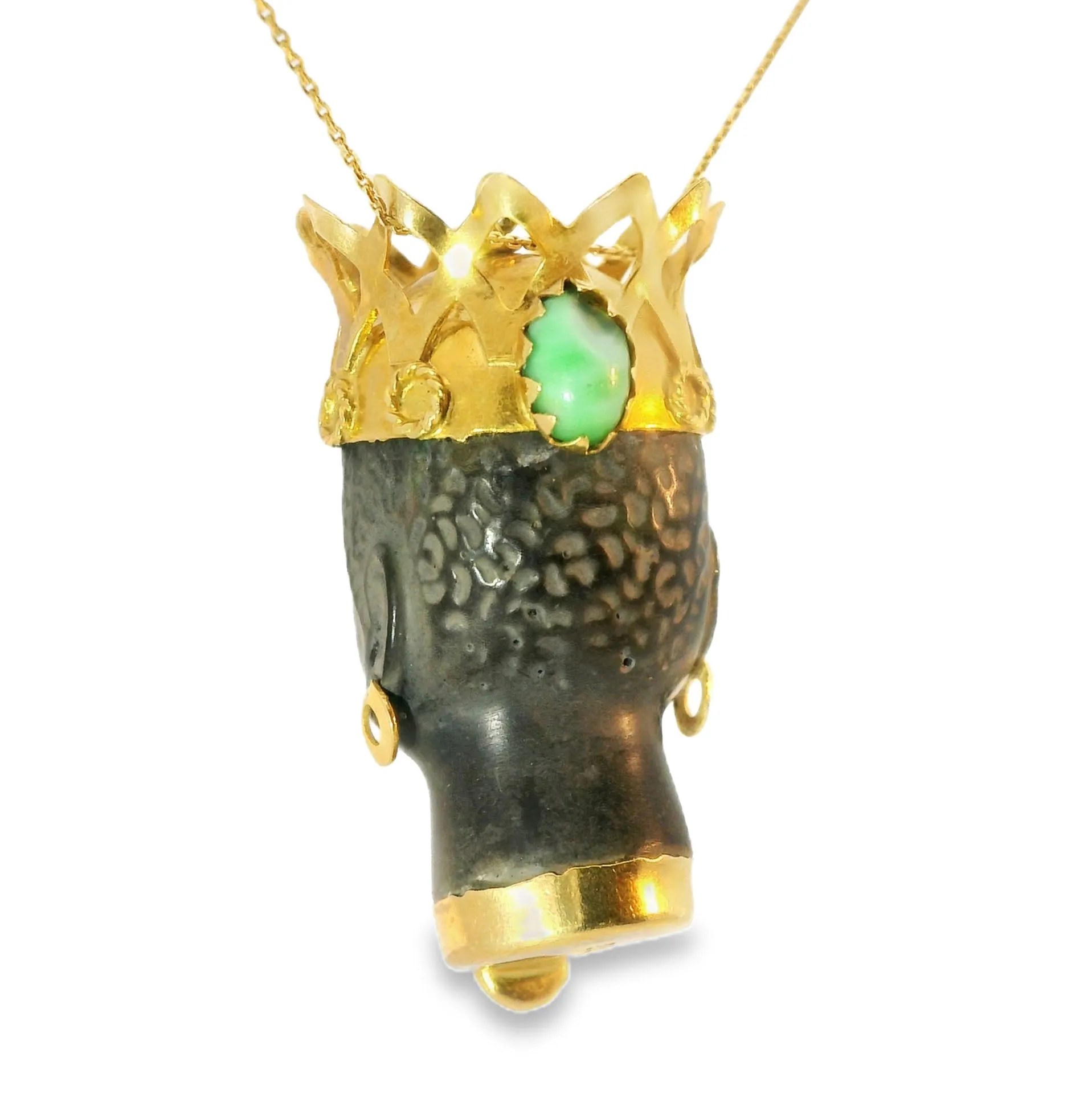 Rare Beautiful Corletto 18K Gold Turquoise Blackamoor Pendant Necklace