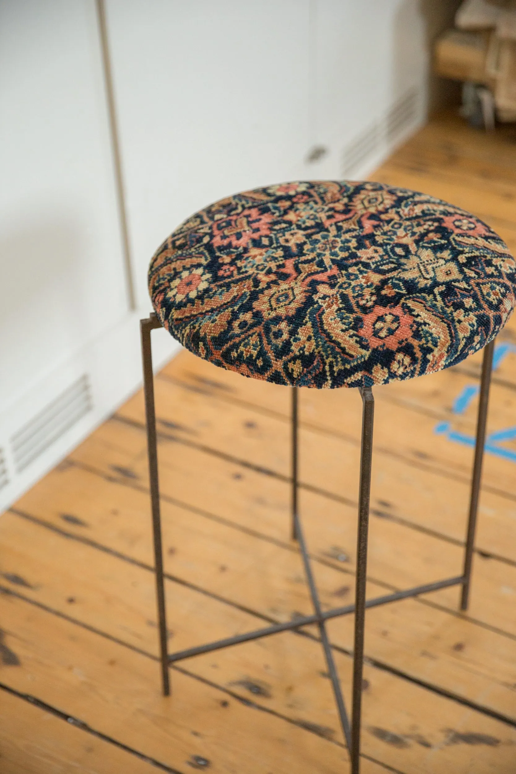 Reclaimed Antique Rug Fragment Side Table Stand 5 of 7