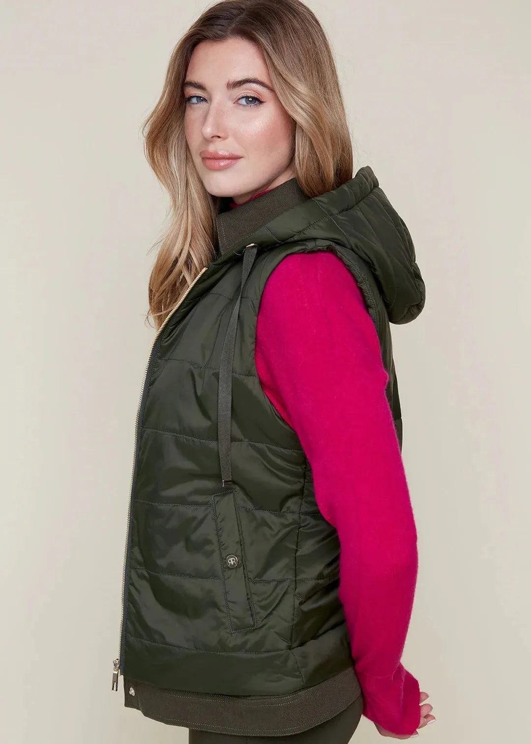 Renuar Onward Denim Trim Vest-Chive