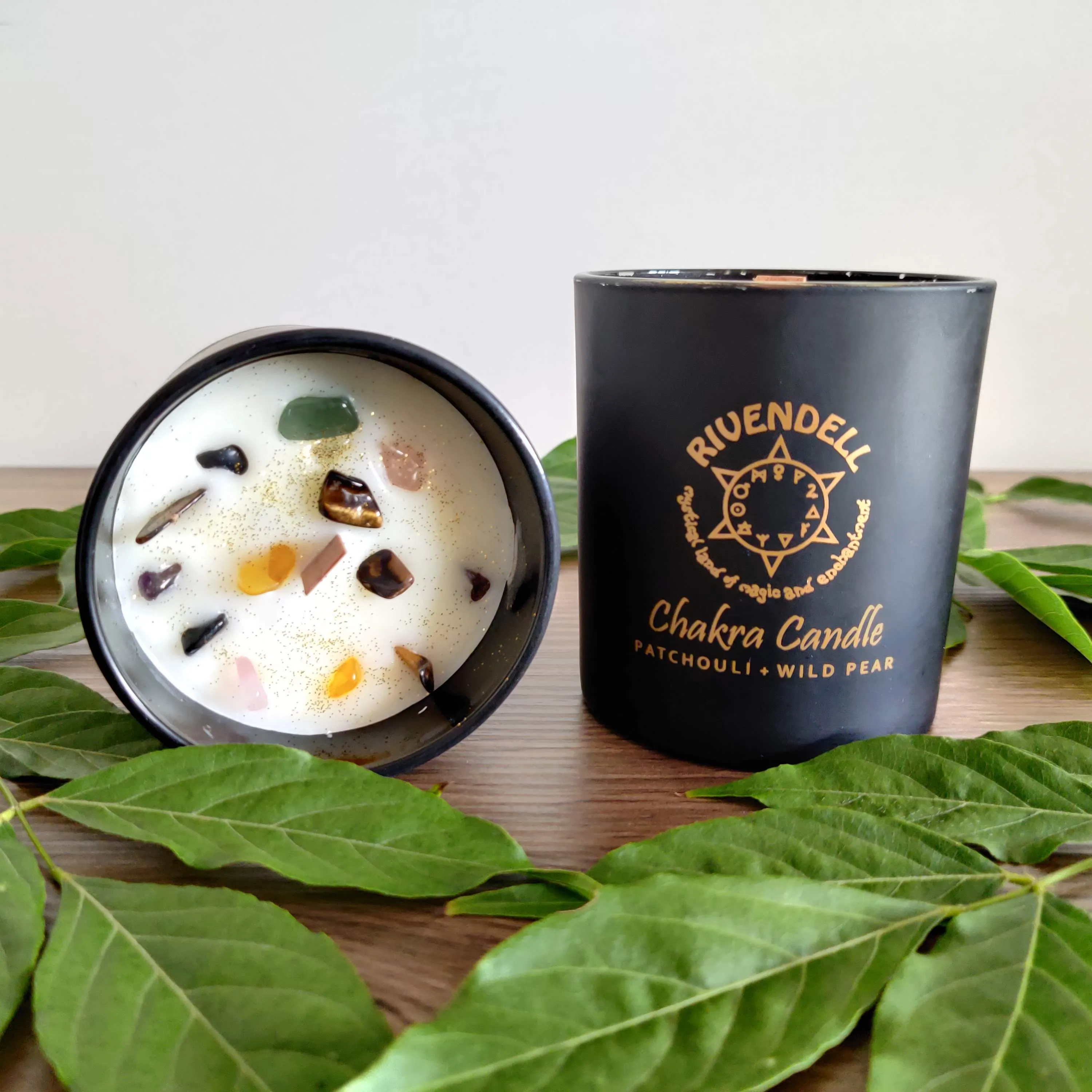 Rivendell's Chakra Candle: Patchouli and Wild Pear
