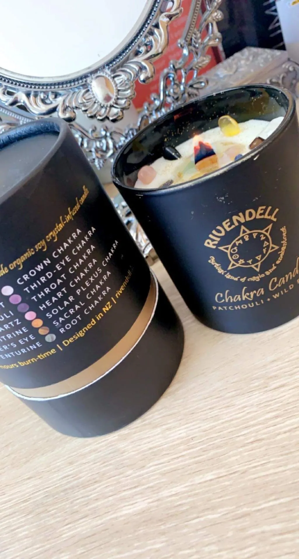Rivendell's Chakra Candle: Patchouli and Wild Pear