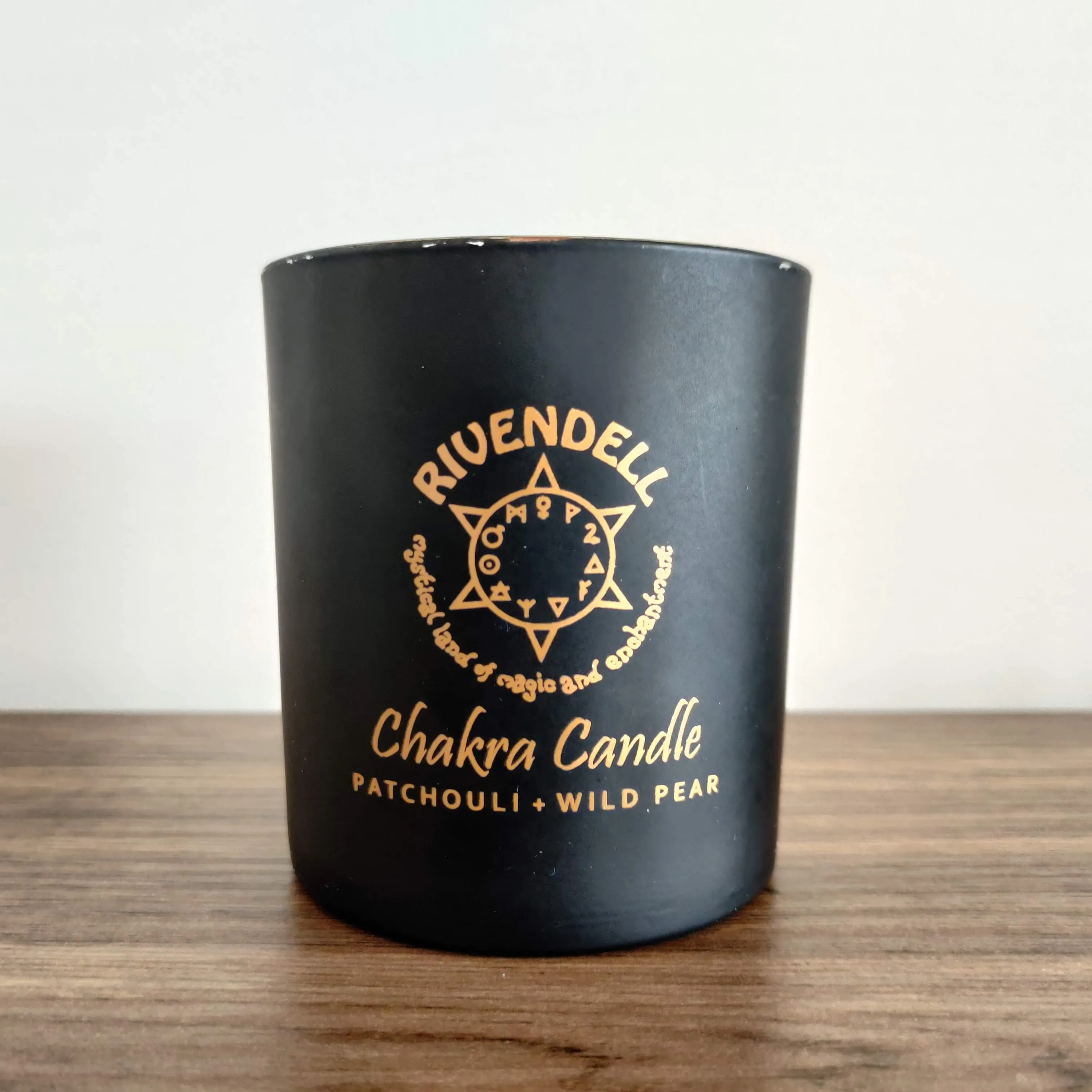Rivendell's Chakra Candle: Patchouli and Wild Pear