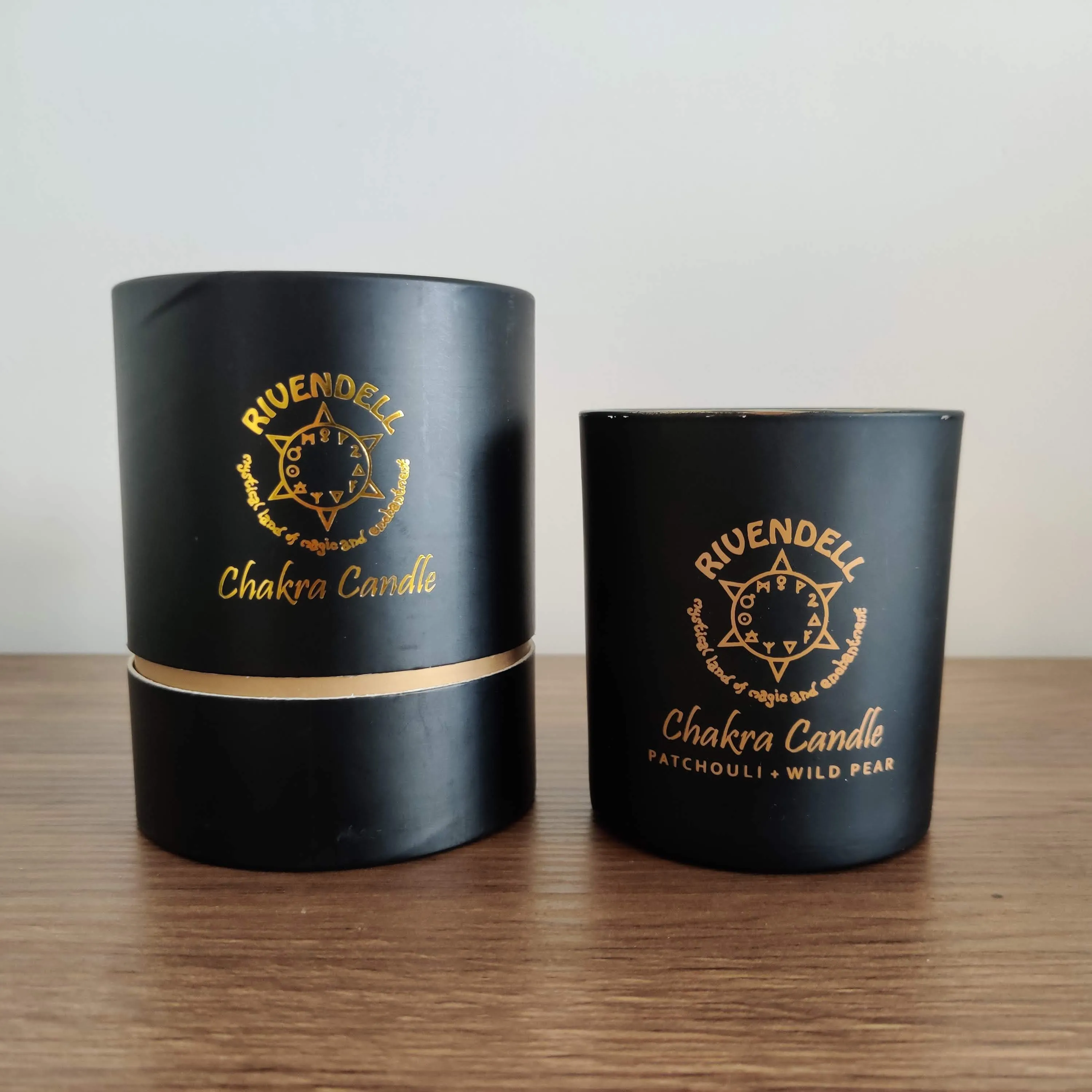 Rivendell's Chakra Candle: Patchouli and Wild Pear