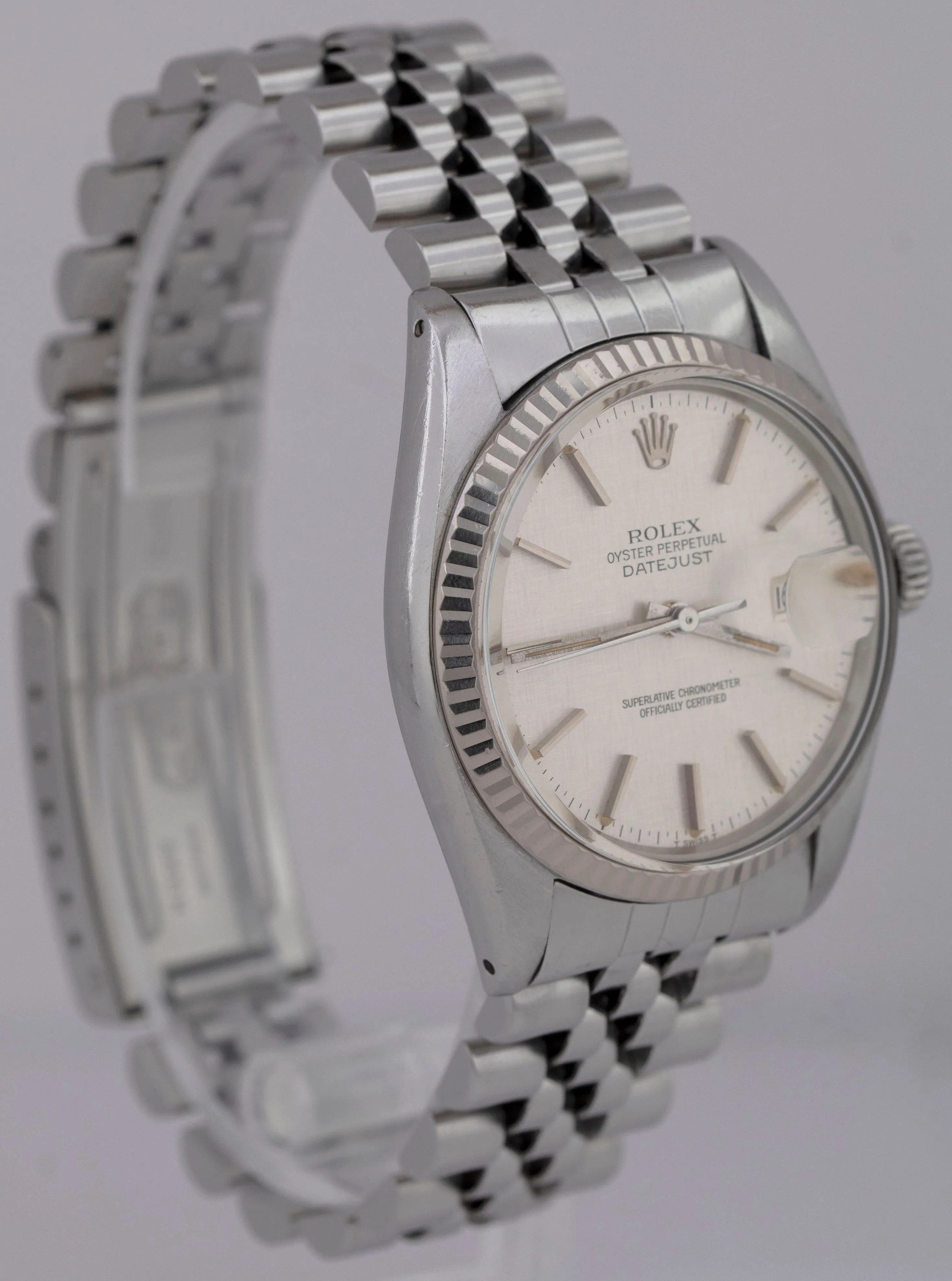 Rolex DateJust 16014 Silver Linen Dial Jubilee Stainless Steel Automatic Watch