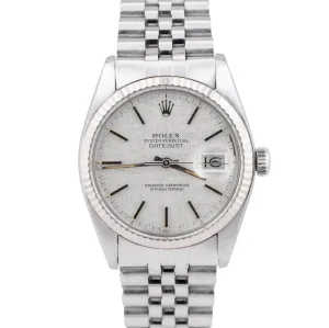 Rolex DateJust 16014 Silver Linen Dial Jubilee Stainless Steel Automatic Watch