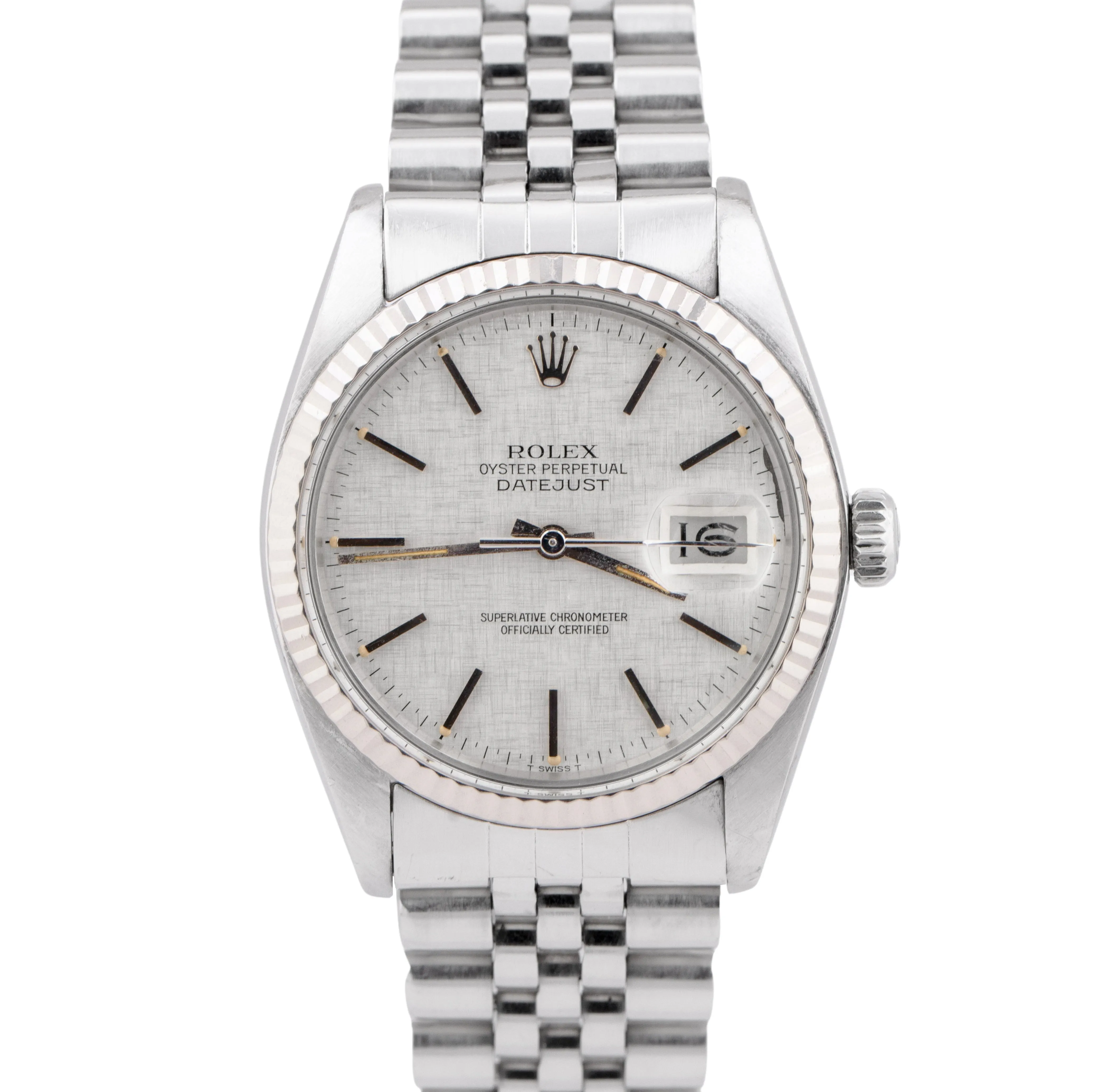 Rolex DateJust 16014 Silver Linen Dial Jubilee Stainless Steel Automatic Watch