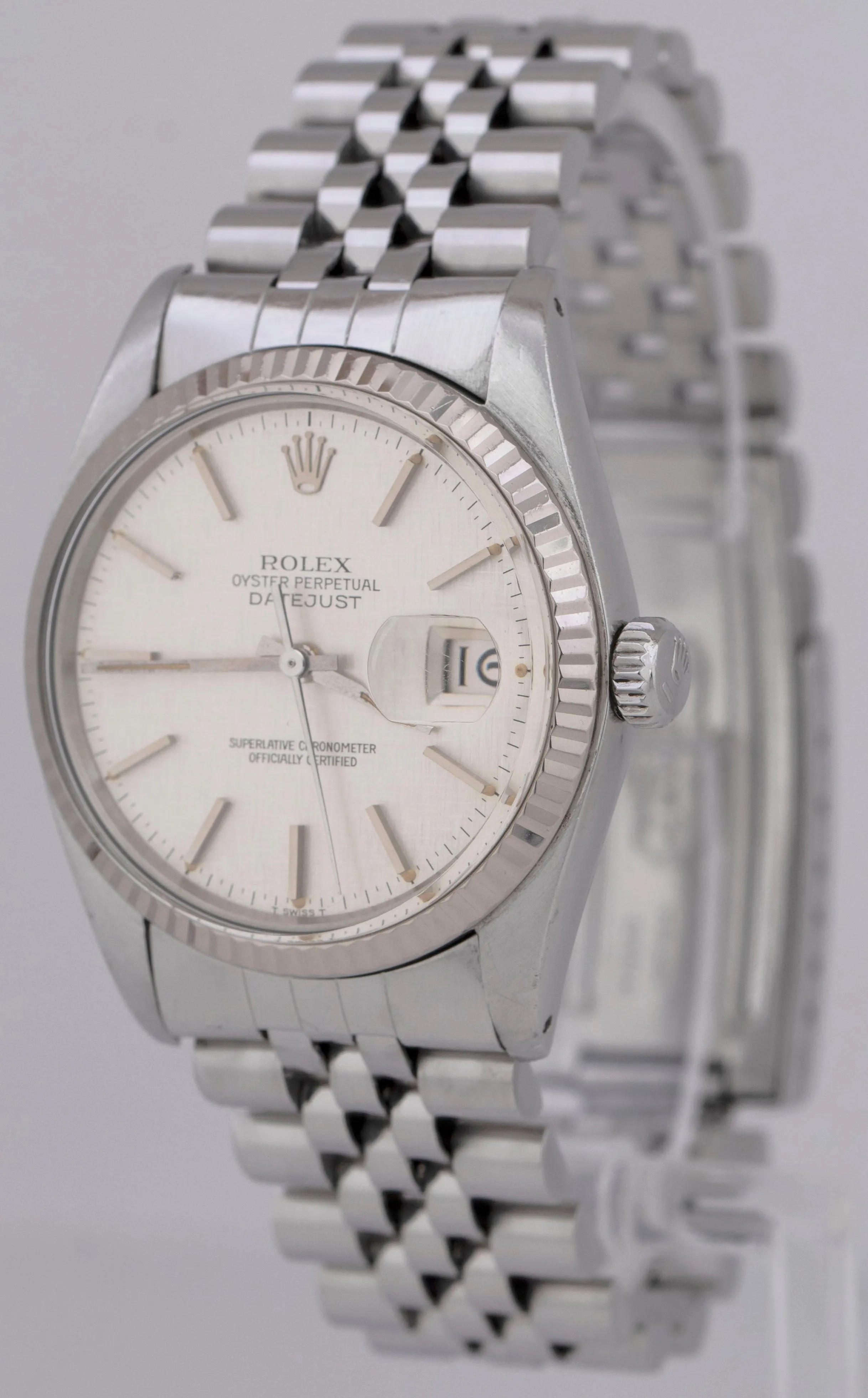 Rolex DateJust 16014 Silver Linen Dial Jubilee Stainless Steel Automatic Watch