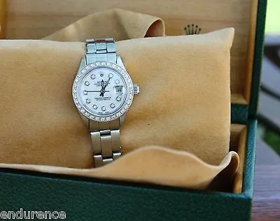 ROLEX LADIES VINTAGE WATCH DATEJUST  STEEL DIAMOND DIAL BEZEL 6916