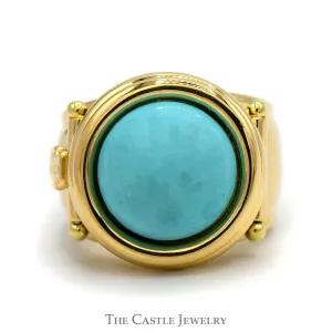 Round Turquoise Cuff Ring in 18k Yellow Gold